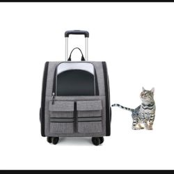 Dog Travel Bag, Pet Travel Carrier with Wheels,Cat Backpack with Mesh Ventilation Windows,Backpack Stroller for Travel/Walking/Camping,Detachable W010