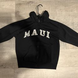 sweater Zip Up Hoodie - Maui Logo Design Black