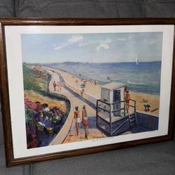 Signed Artist Proof – “From the Promenade, Carlsbad” by Pat McCoury – Framed Coastal Art