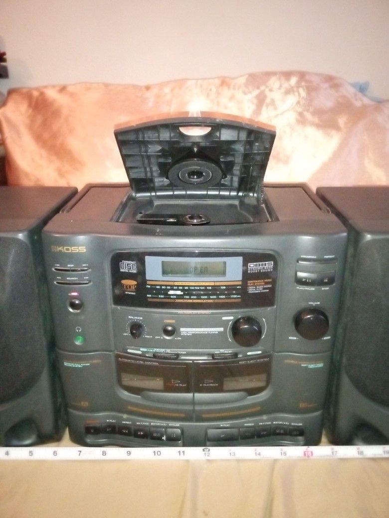 Koss CD Player Cassette Player 2 Feet Long Boombox Radio
