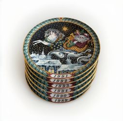 Bing & GrĆøndahl Santa Claus Plate Set (1989ā1994) ā Denmark Christmas Porcelain
