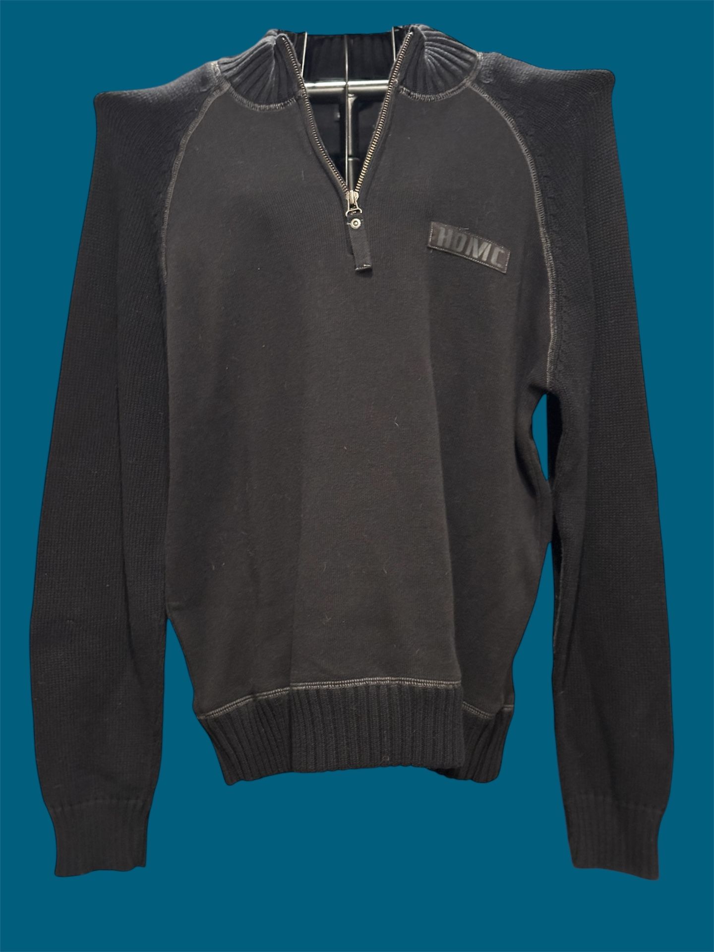 Harley Davidson Motorcycle Biker 1/4 ZIP Sweater Sweatshirt Mens Size L HDMC Total length: 26" Pit to pit: 24"