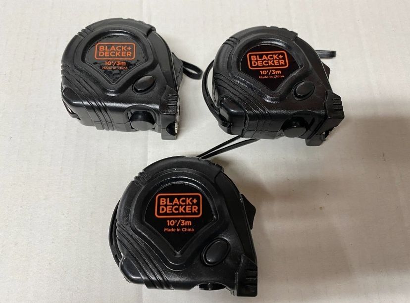 3 Pack BLACK & DECKER 10'/3M TAPE MEASURE WITH BELT CLIP NEW