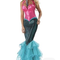 Sexy Mermaid Adult Halloween Costume Size Medium, Includes Mermaid Trident 