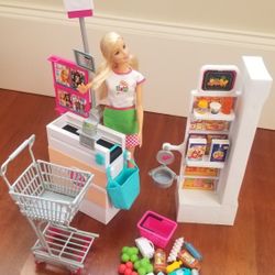 Barbie Doll Grocery Store Check Stand Pretend Food