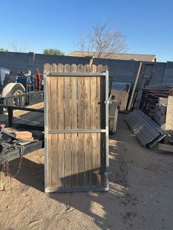 Metal framed wood gate