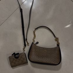 Coach signature zip shoulder bag
