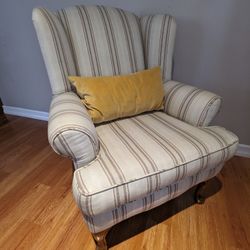 Vintage Upholstered Queen Anne Style Wingback Chair
