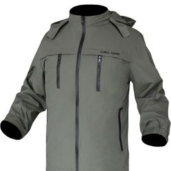 Mens Waterproof Windbreaker Lightweight Workout Jacket Sportswear with Hideaway Hood