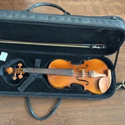 Violin With Case And Bow, Full Size 