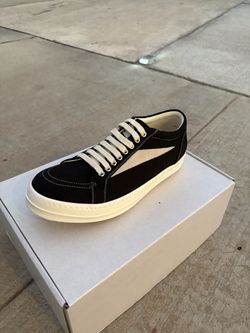 Rick Owens EDFU suede leather Vintage low black milk sneakers