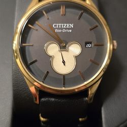 Citizen Disney Mickey Mouse Unisex Black Dial Leather Eco-Drive Watch BV1132-16W