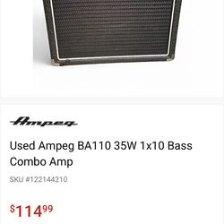 Used Ampeg BA110 35W 1x10 Bass Combo Amp