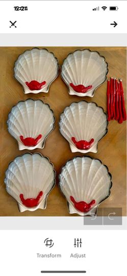 Set Of 6 Vintage Lobster Plates With Forks