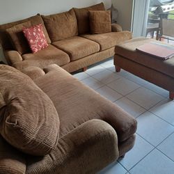 Sofa Couch Set Of 3 Wtih Ottoman 