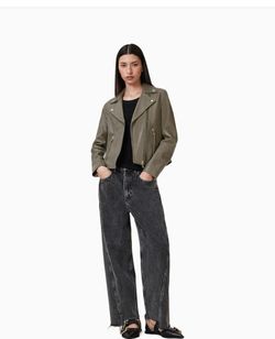 All Saints leather motto jacket size S/4