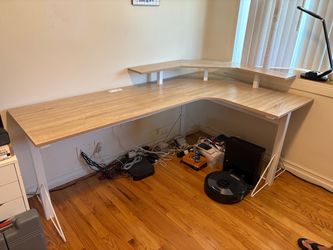 L-Shaped Gaming Desk with Monitor Riser