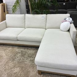 White Fabric L-shaped Sofa