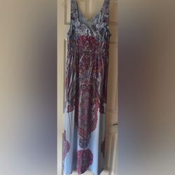 ONE WORLD BEAUTIFUL MAXI DRESS WITH BLUE AND PURPLE HUES...SIZE PL 