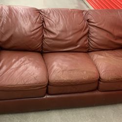 Leather Couch Rust Color 7 Feet 4 Inches Long... EXTREMELY SOFT & COMFORTABLE... $500 Value