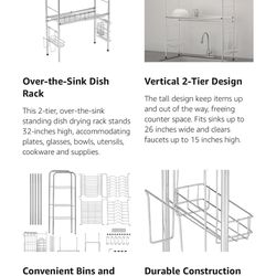 26-Inch Over the Sink 2-Tier Dish Drying Rack