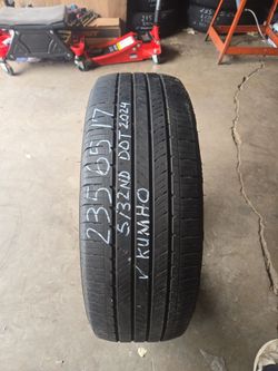 235/65/17 Kumho Curgen 1 for $20 5/32nd Dot#2024