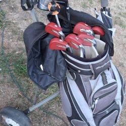 Golf Clubs With Bag And Pull Cart
