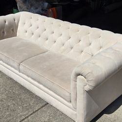 Cream Chesterfield Sofa  (Side Cushions Not Included)