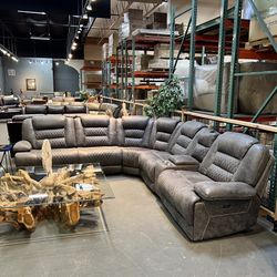Gray Fabric Dual Power Reclining Sectional - Wilson