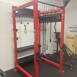 Rogue RML 490C Power Weightlifting Barbell Rack-Rogue Red