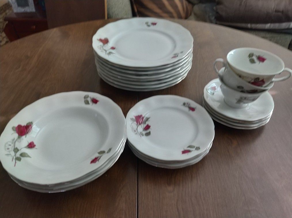 Vintage Favolina china, "Old Rose" pattern, made in Poland, Rare find