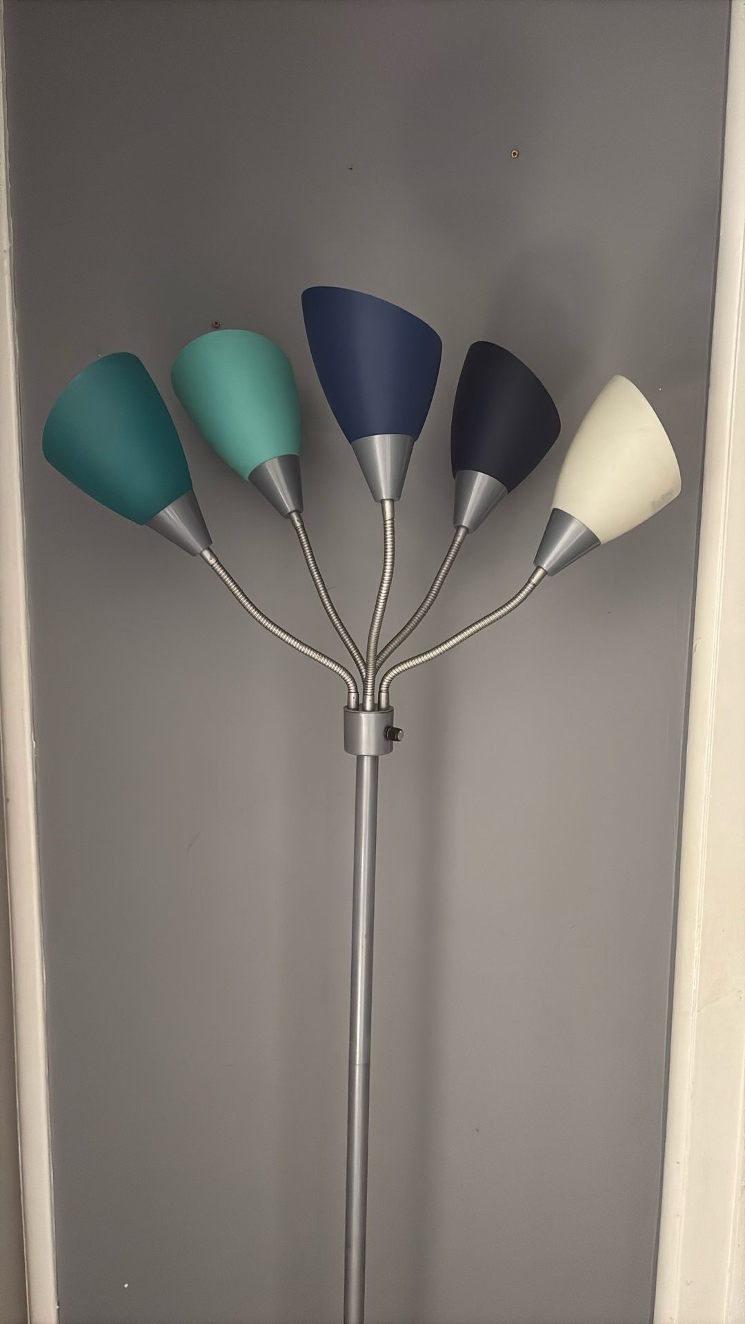 Simple Designs Medusa 67" Silver Floor Lamp with Cone Shades