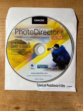 Cyberlink PhotoDirector 8 Ultra Mac OS Windows 10 Disc Only with key