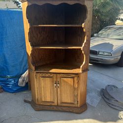 2 Solid Oak Corner Cabinets