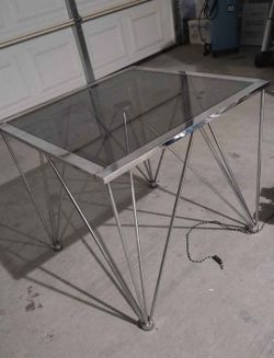 Modern Glass Top Table with Chrome Base