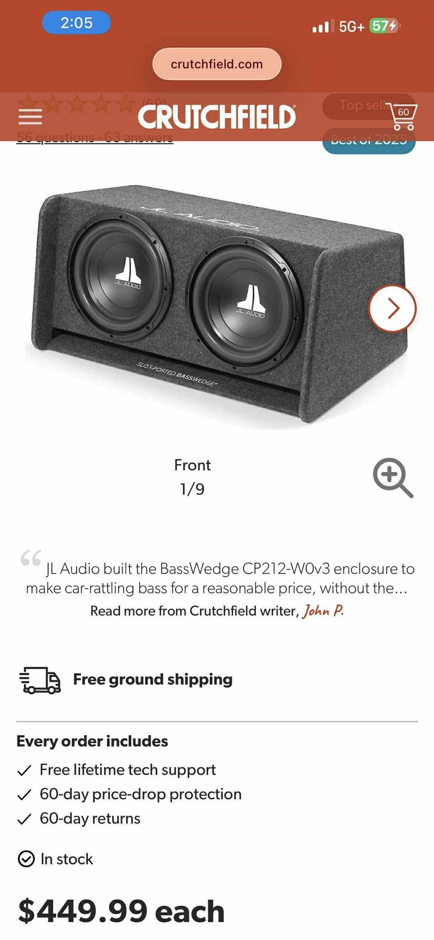 Jl Audio Subwoofer 12” New 