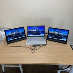 Asus Gaming Laptop 15.5” Monitor With 2 Asus 15.5” LCD Monitors 