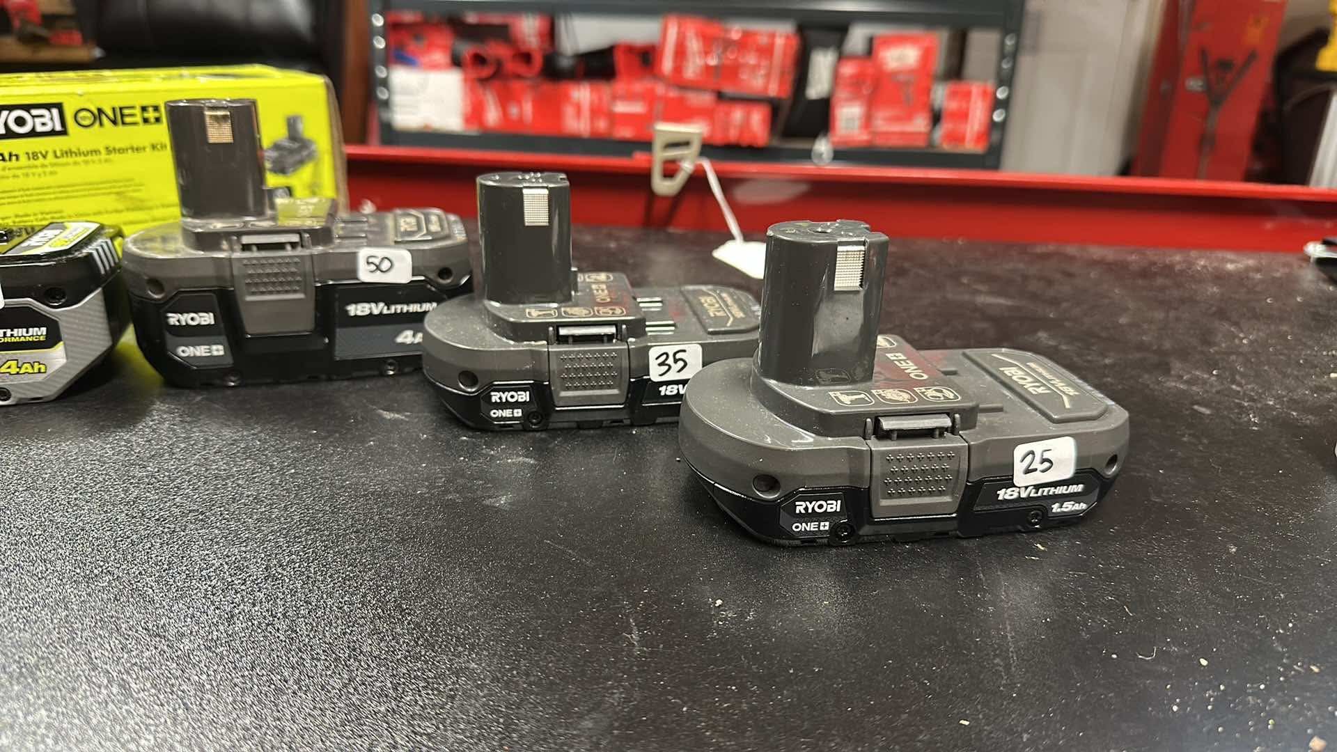 RYOBI batteries 1.5 ah $25 2 ah $35 4 ah $50 4 ah high performance $70 6 ah high performance $85 8 ah high performance $115