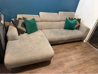 Modern Grey Fabric Power Reclining Sectional with Chaise