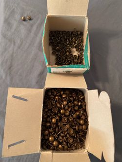 Vintage Polsternagel West Germany Upholstery Nails Tacks Lot 1000+ Antique Brass