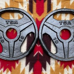 PAIR OF 10 LB. OLYMPIC TSA EASY GRIP PLATES