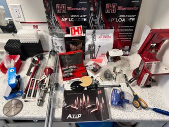 Hornady slightly used complete lock-n-load AP Loader with new Impact bullet puller,new digital caliper,new Digital mini scale,new Loading trays for 9m