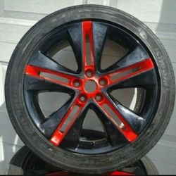 P 225 /45 R18 Michelin Set Of 4 Tires and RED 18 Rims Wheels Rims