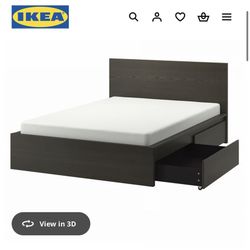 IKEA Queen Size Bed With 4 Under The Bed Storages