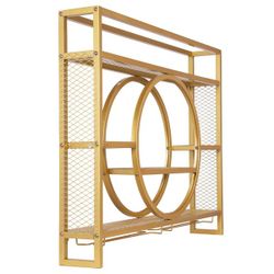 XEVALDRIC Metal Wall Mounted Wine Rack 3-Tier Bar Cabinet Retail $129.00