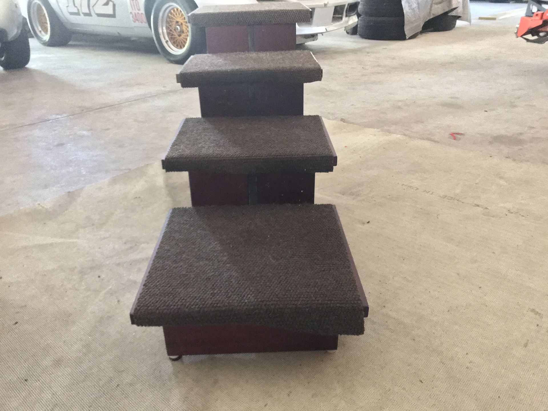 Small Dog Stairs Dark Mahogany Wood