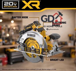DEWALT 20V MAX XR® Brushless 7-1/4” Wireless Circular Saw* (Model reference: DCS570B / DCS570).