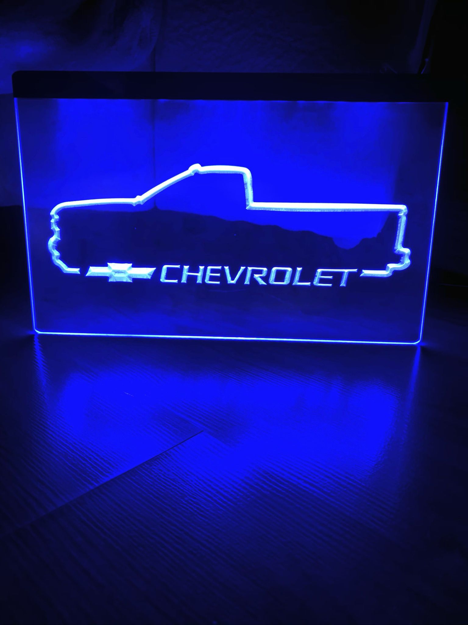CHEVROLET LED NEON BLUE LIGHT SIGN 8x12
