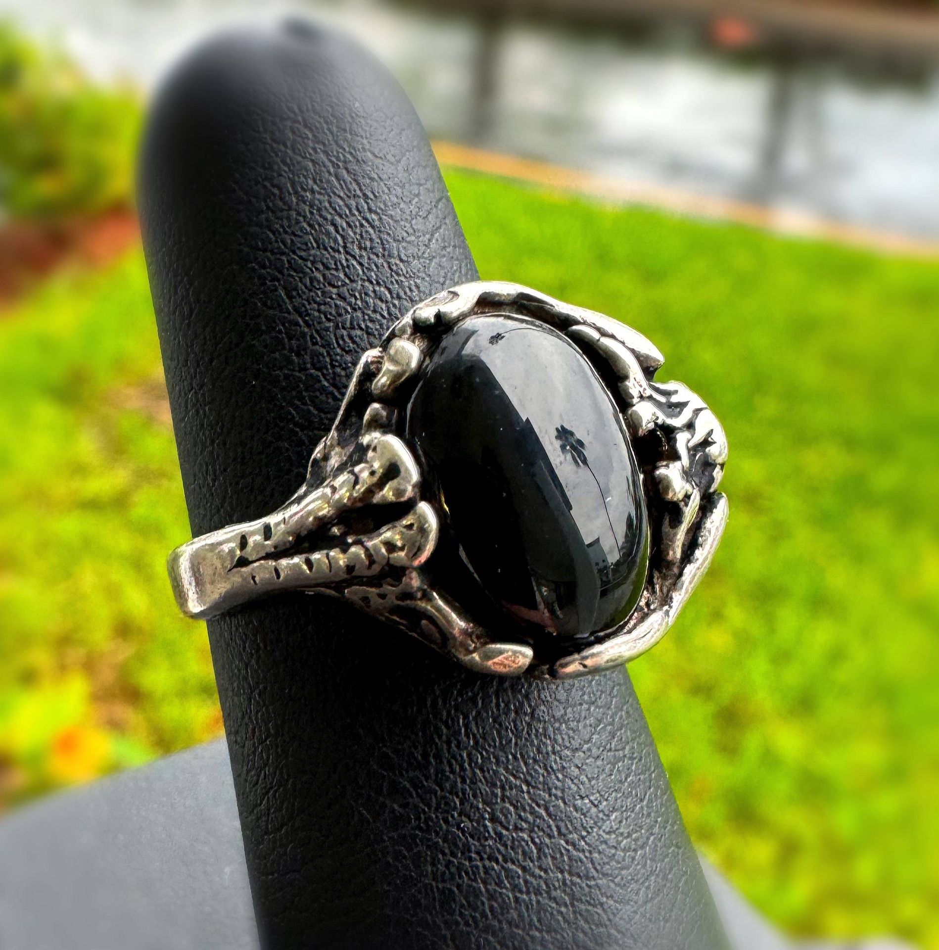 Jewelry .925 sterling silver mermaid woman black onyx 7CT Ring size 7.00