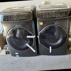 samsung set flex enabled stainless dryer black load front wifi washer 